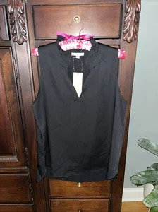 JADE MELODY TAM Black Ruffle Neck Top Size L $100 - Picture 1 of 7