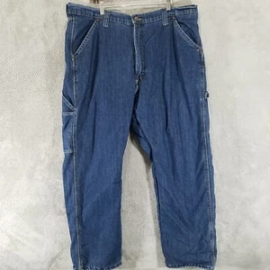 Jeans Wrangler da uomo 40x32 denim blu foderato in pile falegname gamba dritta - Foto 1 di 12