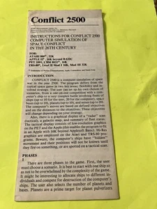 Conflict 2500 Avalon Hill 1981 Atari/Apple II/PET/TRS-80 solo manuale - originale! - Foto 1 di 2