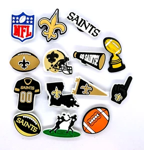 NEW ORLEANS SAINTS SHOE CHARMS (14pcs) Football Cool Gift Accessories Set Lot - Picture 1 of 5