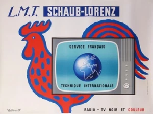 VILLEMOT LMT TELEVISEURS SCHAUB LORENTZ RADIO-SERVICE FRANÇAIS 1960 OLD POSTER - Picture 1 of 1