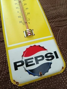 Vintage PEPSI Thermometer Tin merchandise 1950's era advertising - Picture 1 of 9