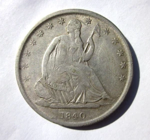 1840-O SEATED LIBERTY HALF DOLLAR 50c NEW ORLEANS MINT LARGE O MAJOR DIE CRACK - Picture 1 of 2