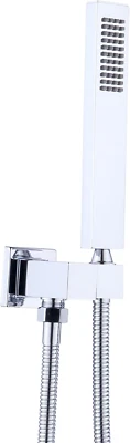 ENGA Square Solid Brass Hand Held Wand Shower Head with Wall Connector and Stain - Image 1 of 4