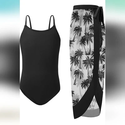Conjunto de traje de baño de una pieza con falda envolvente Patgoal para niñas - talla 11-12 años Foto 1 de 4