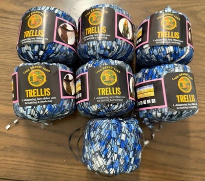 7 bolas de hilo de enrejado marca León ~ océano ~ lotes 21037 y 51436 ~ 115+ yardas cada una Foto 1 de 4