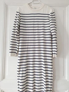 Maxikleid, weiss-blau gestreift, Gr. S, Langarm, runder Ausschnitt - Bild 1 von 5