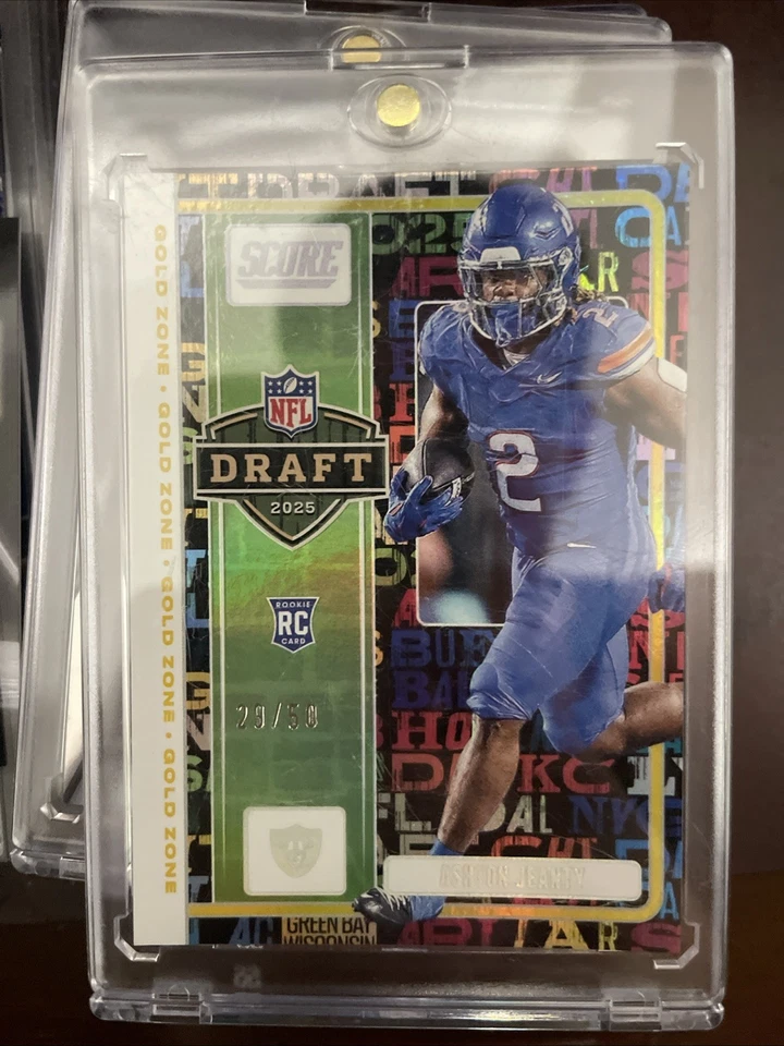 2025 Score Football ASHTON JEANTY Gold Zone Rookie /50 Raiders - Imagem 1 de 2