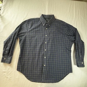 18 34/35 Lauren Ralph Lauren Blue Plaid Shirt Long Sleeve Non Iron Stretch - Picture 1 of 14