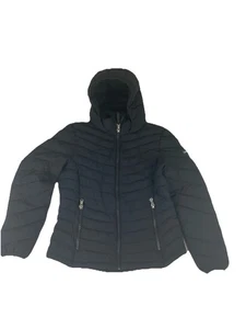 Calvin Klein Medium Packable Sorona Aura Puffer Black Water Resistant Hood Zip - Picture 1 of 13