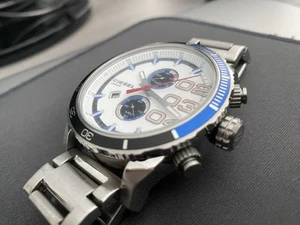 Diesel Men's Watch DZ4313 Stainless Steel White Me Blue Bezel Crystal - Picture 1 of 7