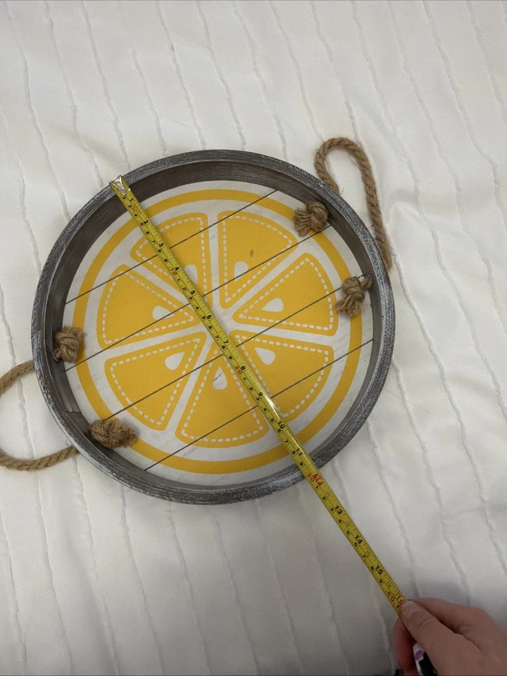 Bandeja Madera Gris Y Amarillo Limón Foto 1 de 3