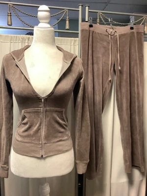 Juicy Couture Años 90 Terciopelo Cremallera Sudadera con Capucha 0P Pantalón Pierna Recta Tiro Bajo 32 x 29 SP Foto 1 de 4