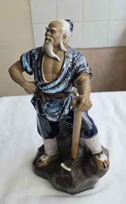 Oriental / Chinese Shiwan Mud Man Figure - Wood Cutter 25cm Proud Worker. - Image 1 of 4