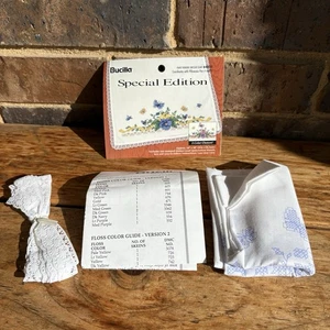 VTG Bucilla Dresser Scarf Pansy Ribbons 64831 Open Package 14” x 38” - Picture 1 of 3