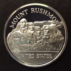 1972 Mount Rushmore U.S. Franklin Mint Wonders of Mankind plata redondo A5376 - Imagen 1 de 5