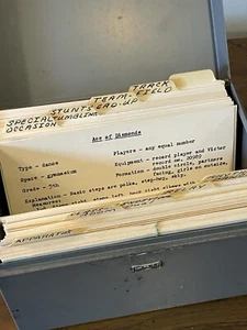 Vintage 60s Teacher Physical Education Games Flashcards Lesson Plans Metal Box - Picture 1 of 7
