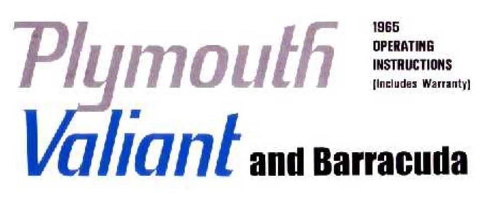 1965 Plymouth Barracuda Valiant Owners Manual User Guide Operator Book Fuses OEM