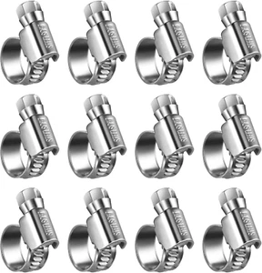 Mini Morsetti per Tubi Resistenti #4, da 5/16 a 1/2 Pollici, Acciaio Inox 304, Confezione da 12 - Foto 1 di 12