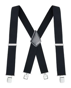Buyless Fashion Mens Suspenders 48" Elastic Adjustable Heavy Duty 2" Wide X Back - Picture 1 of 77
