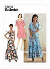 Butterick Sewing Pattern 6678 Misses 6-14 Easy Dresses V Neck Layered Skirt Var