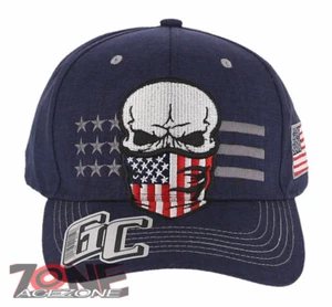 ¡NUEVO! GORRA DE BÉISBOL CALAVERA BANDERA EE. UU. MÁSCARA ESQUELETO SNAPBACK SOMBRERO AZUL MARINO - Imagen 1 de 4