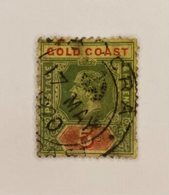  #78 Sello único Green Gold Coast 5 chelines 1913-1921 usado J248 Foto 1 de 2