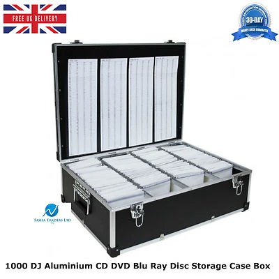 2 x 1000 DJ Aluminium CD DVD Blu Ray Disc Storage Carry Case Box Numbered Sleeve — 第 1/4 张图片