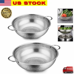 2 Piece Stainless Steel Mesh Micro-Perforated Strainer Colander Set (3/5 Quart) - Picture 1 of 6