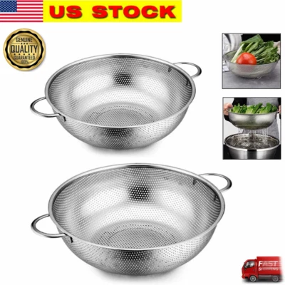 2 Piece Stainless Steel Mesh Micro-Perforated Strainer Colander Set (3/5 Quart) - Image 1 of 4