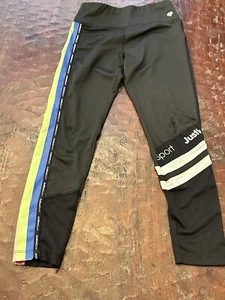 NWT Justice Girl~L 10-12-Sport Ankle Legging, Mesh Detail, Rainbow Stripe C3 - Picture 1 of 5
