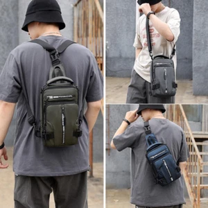 Men's Multifunctional Chest Bag Fashion Casual Crossbody Bag Waterproof Backpack - Picture 1 of 17