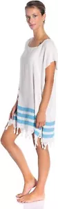 Soft 100% Turkish Cotton Swimsuit Cover Up Dress for Women Short Sleeve Beach Dr - Picture 1 of 5