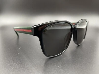 NUEVO GUCCI GG0417S 001 Negro/Verde/Rojo Negro Lente 56-17 Auténticas Gafas de Sol Italia Foto 1 de 4