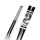 Stainless Steel Black Dragon Fishs Chopsticks Chinese Long Non-slip Alloy Sushi