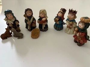 SILVESTRI Krippenfiguren Resin neun Stück 4" kindähnlich bezaubernd - Bild 1 von 10