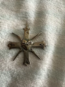 Antik S Silber Gothic Antonius von Paduas Rosenkranz Herz Herz Kreuz Anhänger - Bild 1 von 4