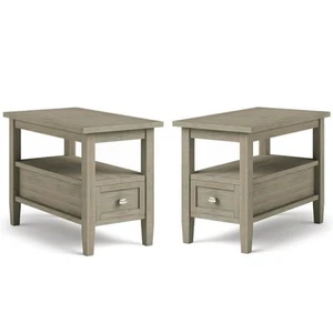 Home Square 2-Piece Wood 14" Rectangle Narrow Side Table Set in Gray - Picture 1 of 8
