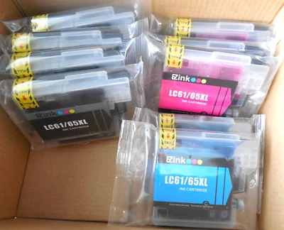 EZ Ink 9 Printer Cartridges Brother LC61/65XL 4 Black 3 Magenta 2 Cyan Blue NEW - Image 1 of 2