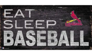 ST. LOUIS CARDINALS EAT SLEEP BASEBALL DISTRESSED WOOD SIGN 12X6 - Picture 1 of 1