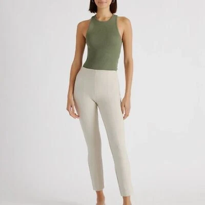 Quince Tan Beige Ultra-Stretch Ponte Pintuck Ankle Trouser Pant Size L Petite - Image 1 of 4