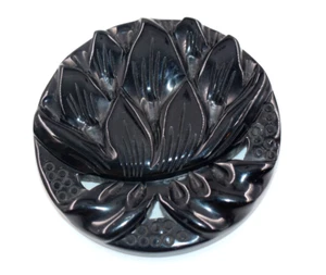 Vtg Circa 1930 Black Bakelite Squash Blossom Flower Brooch Pin Art Deco 3" - Picture 1 of 6