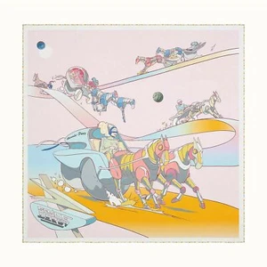 HERMES Space Derby Scarf 90, 100% Silk, Rose Pale, Ciel, Jaune - Picture 1 of 5