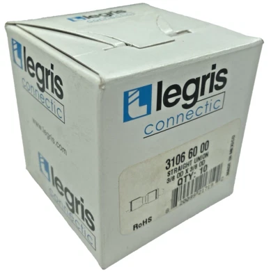 Legris 3106-60-00 Plastic Union, Black 3/8" Lot Of 10 New In Box Push to Connect - Image 1 of 4