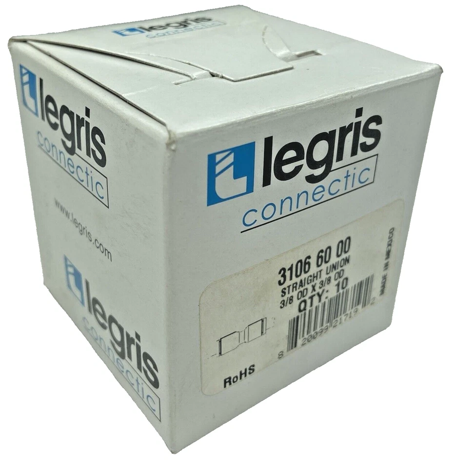 Legris 3106-60-00 Plastic Union, Black 3/8" Lot Of 10 New In Box Push to Connect - Image 1 of 4