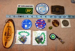 Trans Alaska Pipeline Oil Prudoe Bay Kuparuk Pin Patch Tokens Belt Buckle LOT BP - Picture 1 of 20