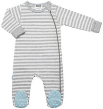 Kushies Baby Classic Grey Cotton Side Zipper Sleeper Blue Non-Slip Feet 533554
