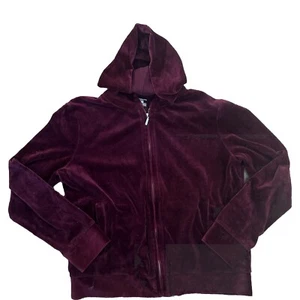 Chaqueta deportiva Jones New York para mujer VELOUR con capucha talla XL Athleisure granate - Imagen 1 de 7