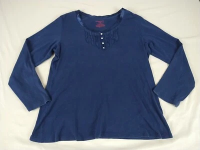 Prendas para dormir Liz Claiborne Top Damas L Azul Marino Pullover Manga Larga Algodón Suave  Foto 1 de 4