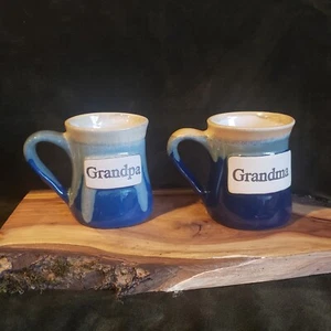 Blue Drip Glazed Grandpa/Grandma Heavy Mug/Cup Large 18oz - Picture 1 of 5